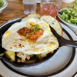  plate of food and a glass of water