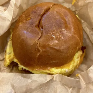 Bacon and egg breakfast sandwich