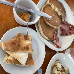 3 Pancakes Breakfast and Meat