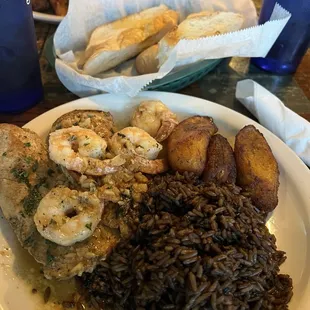 Pollo Y Camarones al Ajillo Boneless Chicken breast &amp; Jumbo Shrimp sautéed in our spicy fresh Garlic &amp; wine sauce 19.99