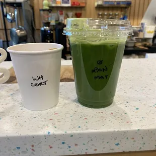 Bar area w Cortado &amp; Iced Matcha