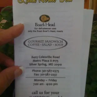 a menu for a little home deli