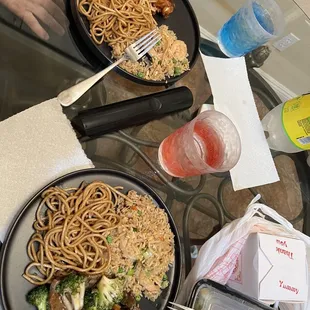 plain chow mein, Beef Broccoli, shrimp fried rice, &amp; Crispy Orange Chicken