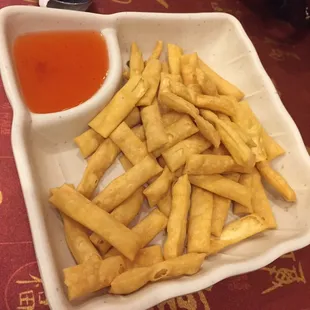 Complimentary noodles with duck sauce