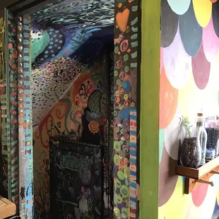 Our painting walls are great for doodling with your extra paint! Who else lets you paint on the walls!?