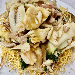 Meat combination chow mein $12.95