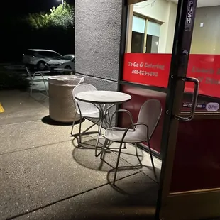 Outdoor patio seats available