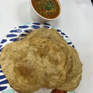 Puri and matar paneer