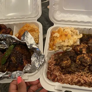 Jerked Chicken platter &amp; Jerked Shrimp platter