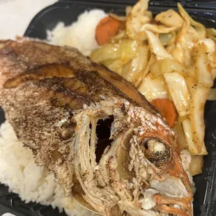 a fish and rice dish