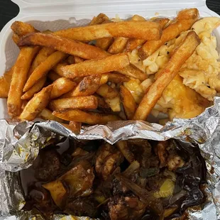 Jerk Shrimp, French Fries &amp; Mac &amp; Cheese