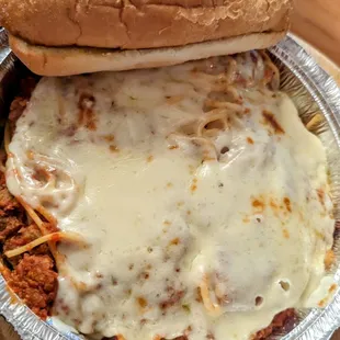 a meat and cheese sandwich