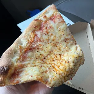 A plus for thin crust, but it's floppy, too much cheese. Sauce lacks flavor.