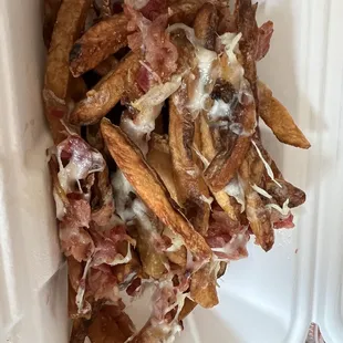 Pizza fries with no pepperoni. Substituted for bacon