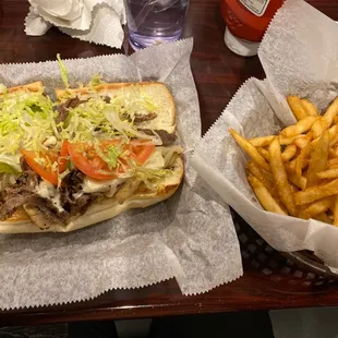 Cheesesteak and fries