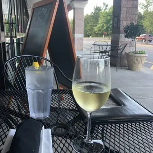 Nice glass of wine and outdoor seating