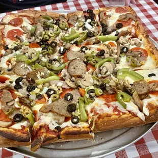 Large (16&quot; by &quot;16) Siciliana-style Angelo&apos;s Special pizza