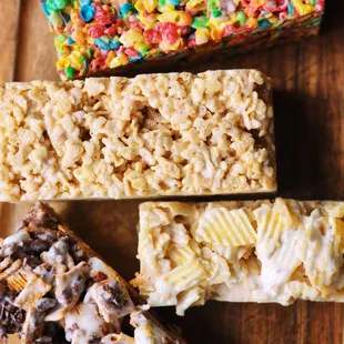 Rice Krispy Treats: Fruity Pebbles, Bourbon Brown Butter, Ruffles Potato Chip, S&apos;Mores