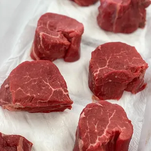 a variety of steaks
