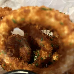 Closeup of Happy Hour Onion Rings
