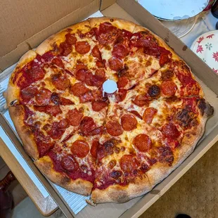 large pepperoni pizza $28.50 (includes tax)