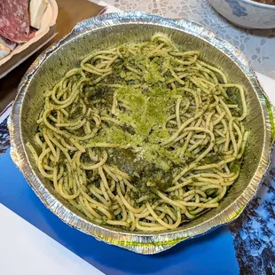 spaghetti with pesto sauce $20.50 (includes tax)