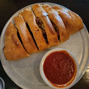 4 topping Stromboli w/ Spaghetti sauce
