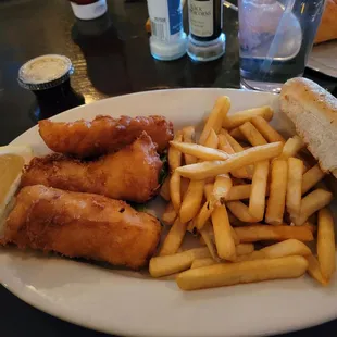 a plate of fish and fries