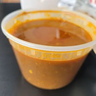 a bowl of soup on a table
