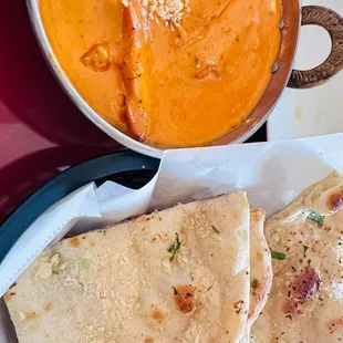 Butter Chicken and Garlic Naan