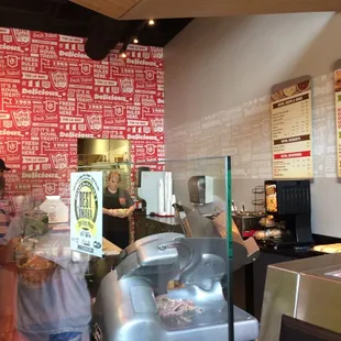 the inside of a fast food restaurant