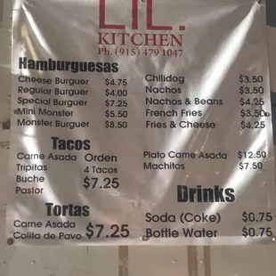 This is their updated menu and prices. I was just there on 3/20/21.