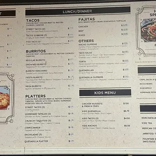 menu