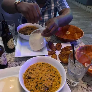 Egusi Soup and fried plantain