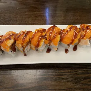a sushi roll on a plate