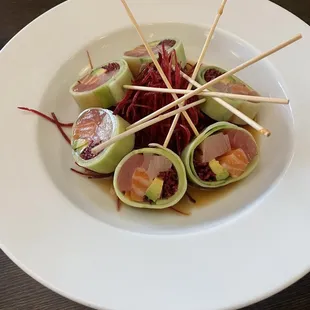 a plate of food on a table