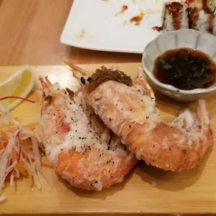 Ama ebi: Whole shell on Canadian sweet spot prawns. $24