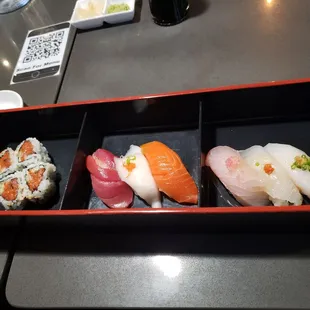 Bento Lunch Nigiri, chef's choice fish, so good!