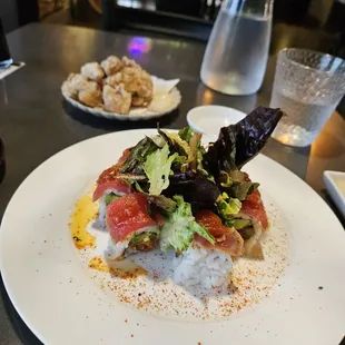 edo roll, chicken karrage