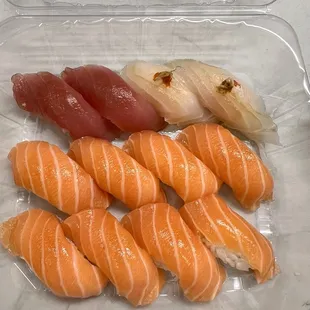 King salmon, tuna and sea bream nigiri