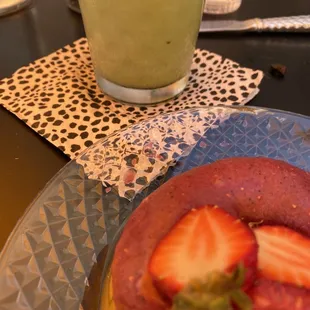 Berry donut and matcha latte