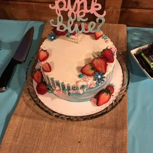 a cake with strawberries on it