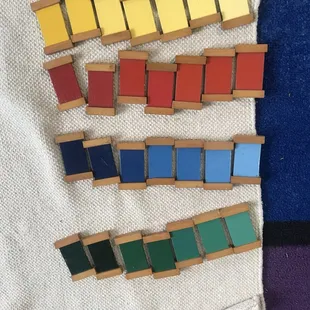 Montessori work cycle: Sensory, grading colors using the Color Box