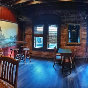 a room with tables and chairs