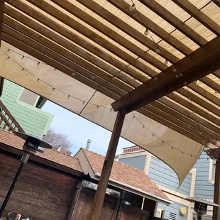 Nice coverage and heating lamps in the outdoor seating