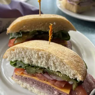 Ham, salami and pepperoni sandwich