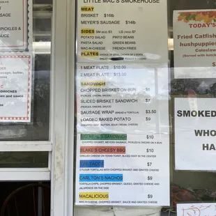 menu and prices