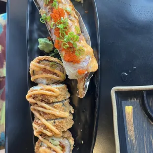 Spicy Tuna Tempura and Sushi Roll Alcatraz Roll