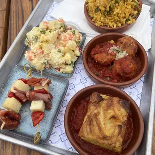 a tray of food on a table