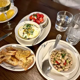 Stracciatella with Bean and Salumi salad and stuffed peppawdews
